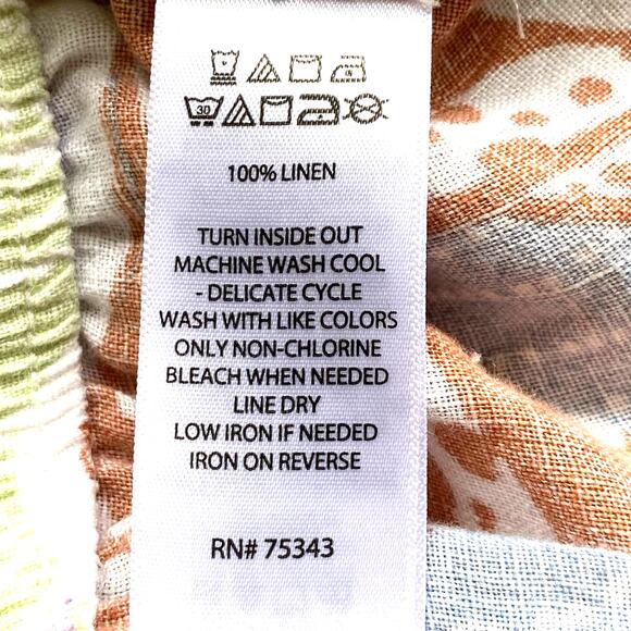 C&C CALIFORNIA Wide Leg Linen Pants Sz M Pastel Tropical Palm Leaf Resort Wear - Picture 5 of 6